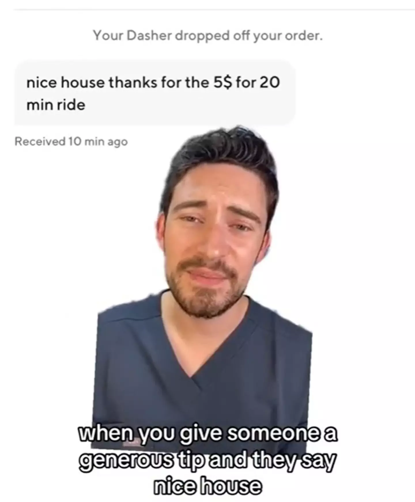 And this is the text he got from his delivery driver afterwards.