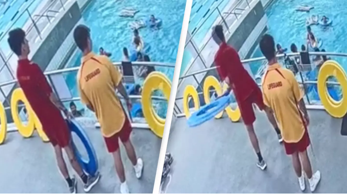 Lifeguard praised for his unbelievable skill after child calls for life ring in pool