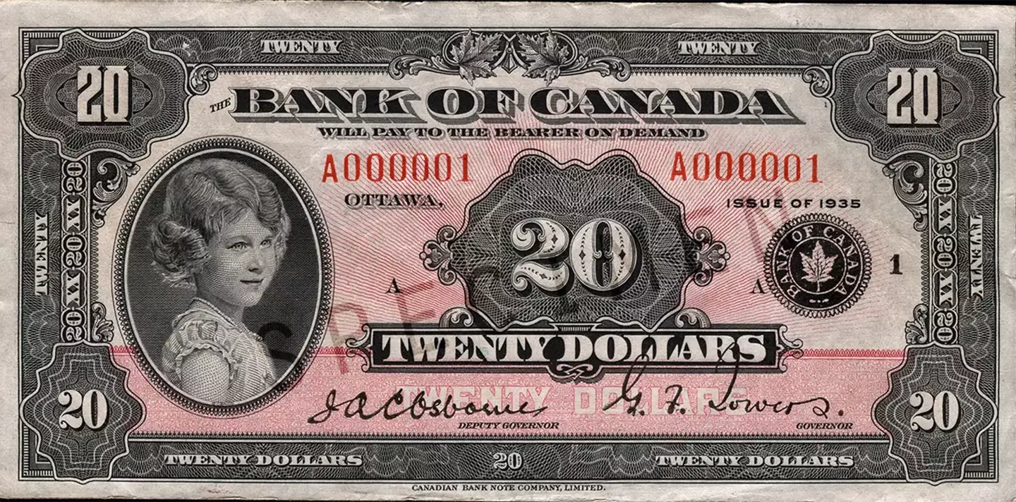 The 1935 $20 bill featured eight-year-old Elizabeth.