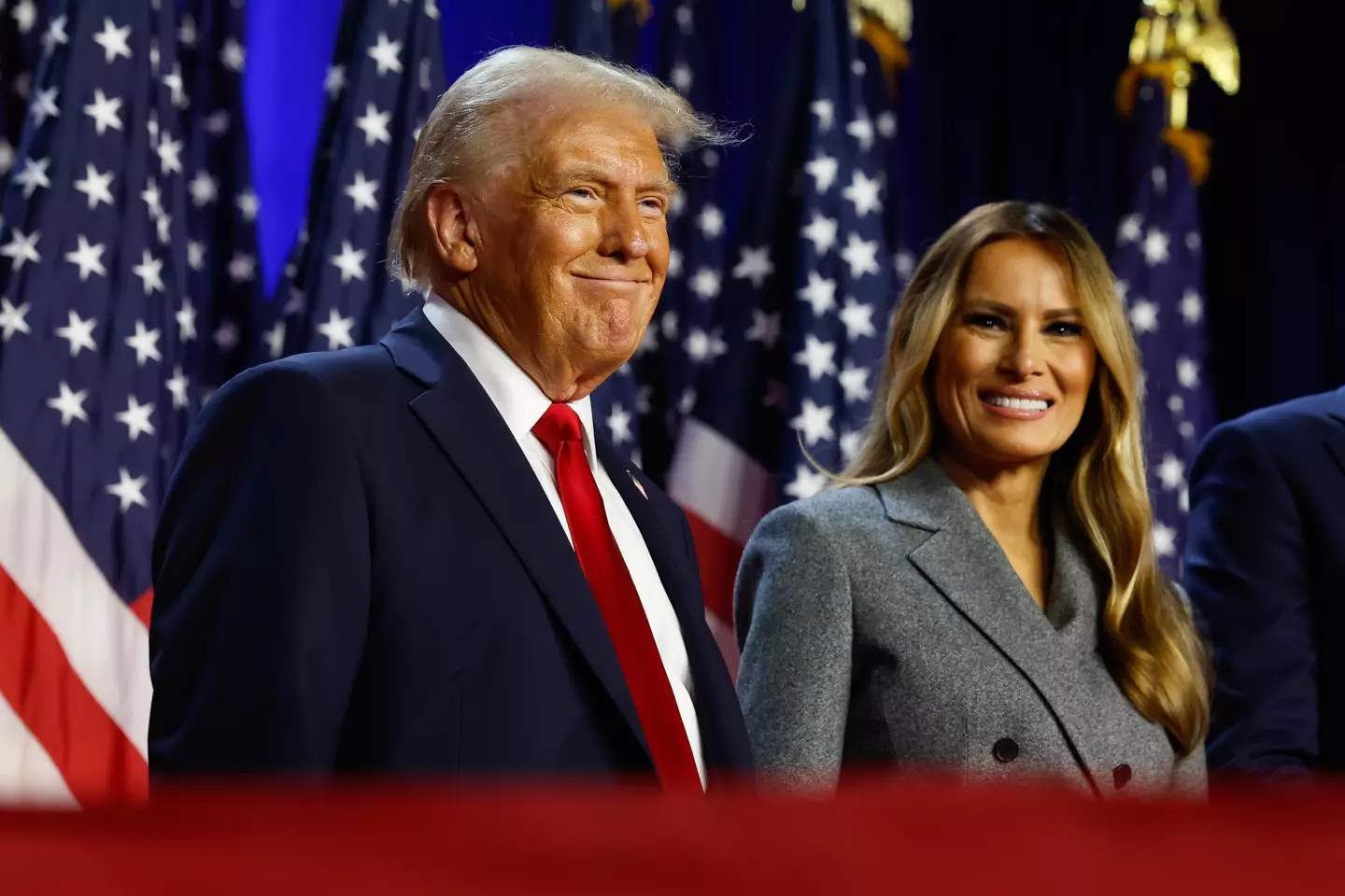 Melania Trump alongside husband Donald as he declared victory (Chip Somodevilla/Getty Images)