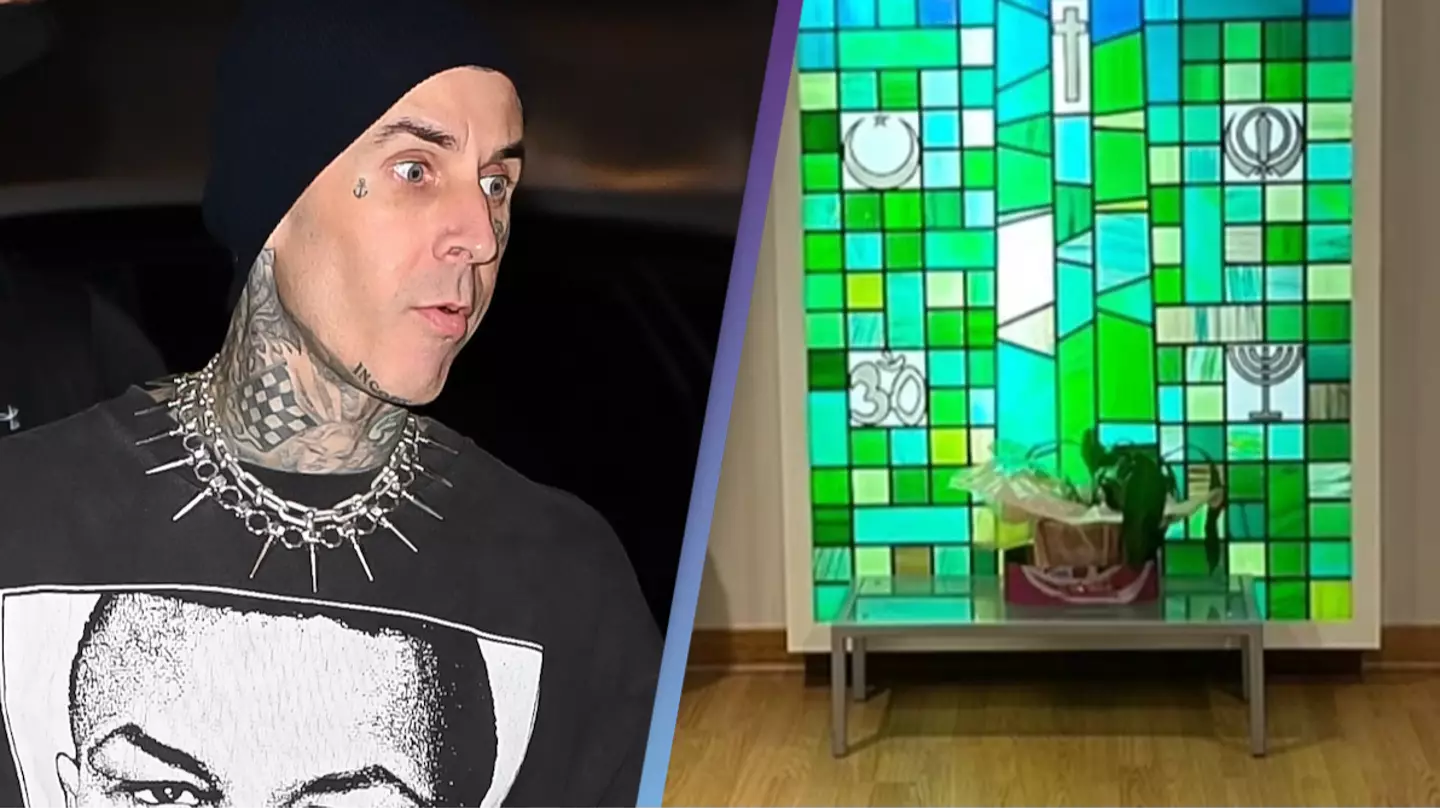 Travis Barker visits airport prayer room as he rushes home from tour to attend 'emergency family matter'