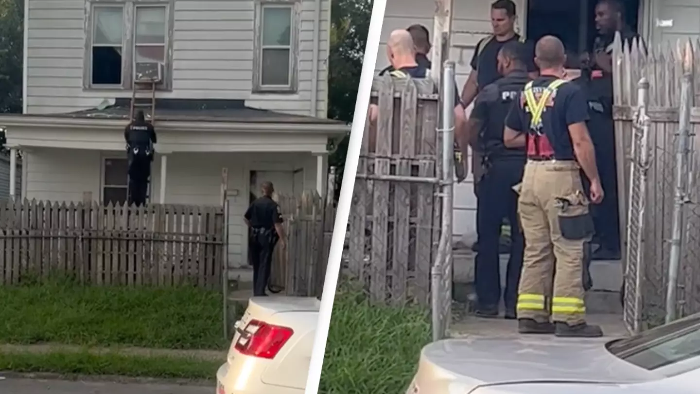 Police rescue woman ‘chained by the neck’ shouting out the window for help