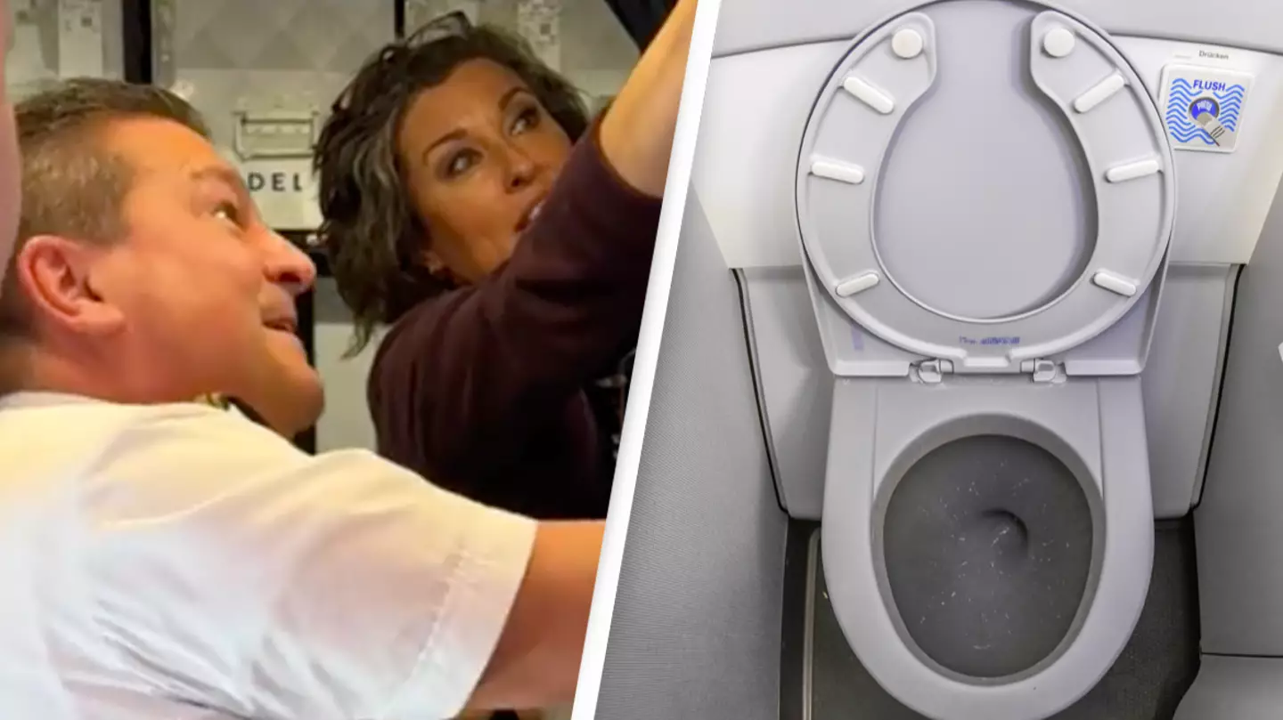 Airplane pilot forced to intervene after father leaves his kids and gets stuck in plane bathroom