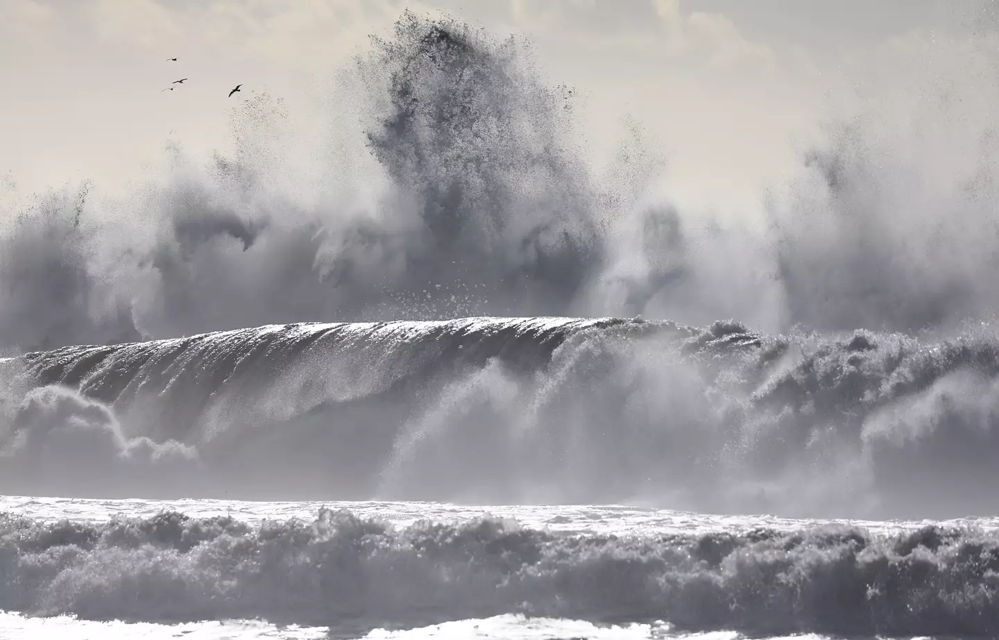 The sky is reminiscent of a stormy ocean (