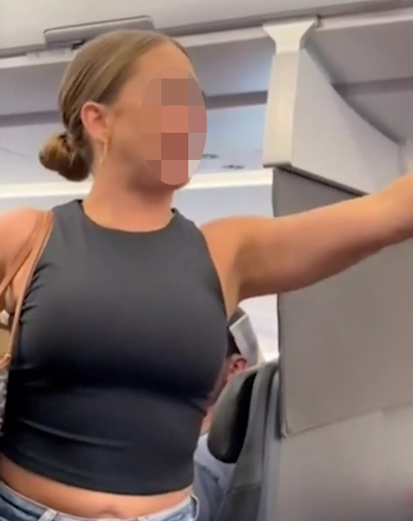The woman was distressed about an 'imaginary passenger' on board the plane.