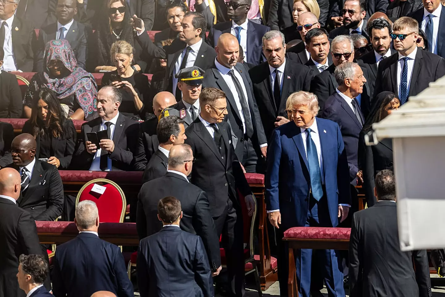 Donald Trump and his wife Melania were joined by world leaders at today's Pope Francis' funeral. (NurPhoto/Contributor/Getty)