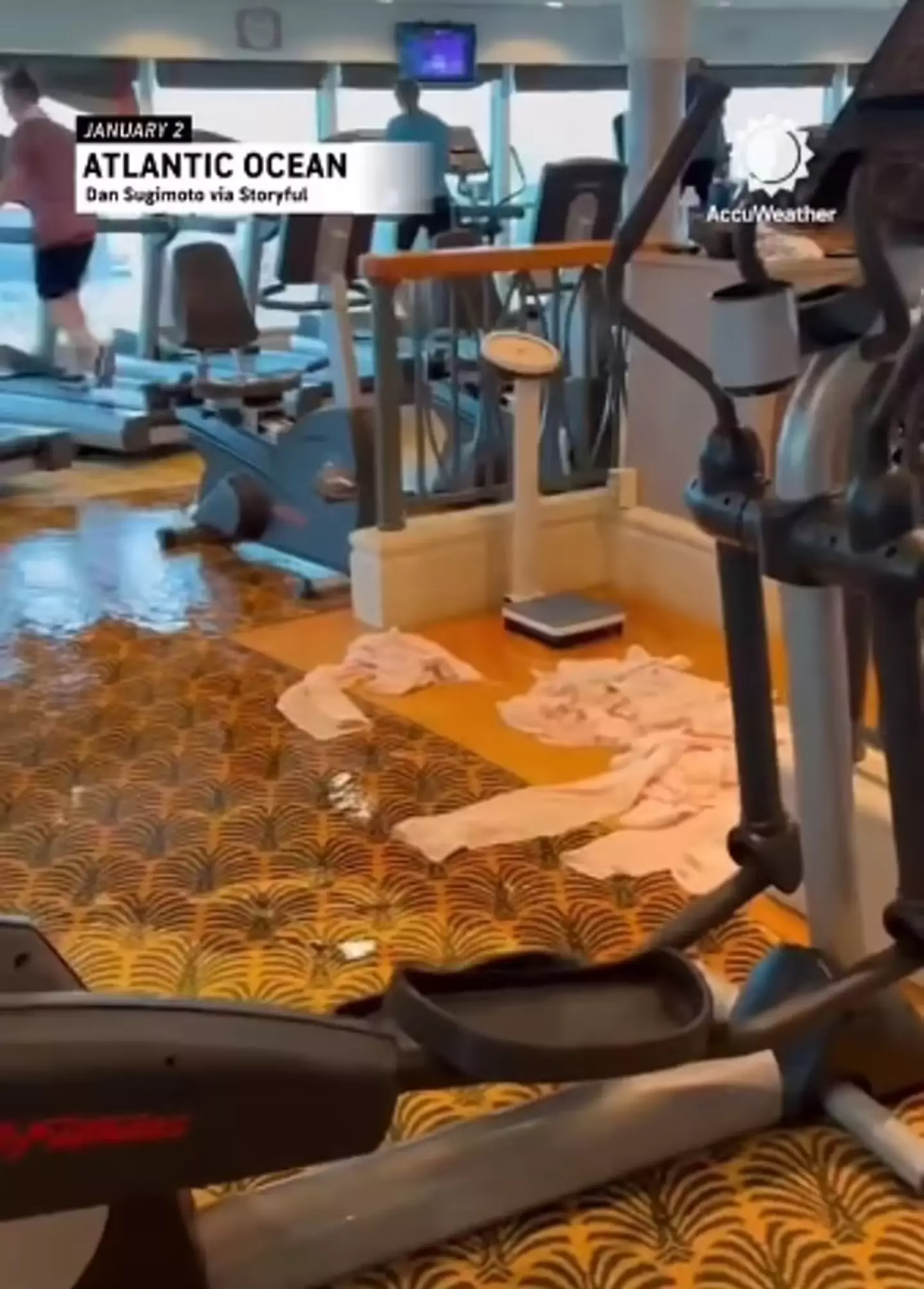 The flooded gym on the cruise ship.