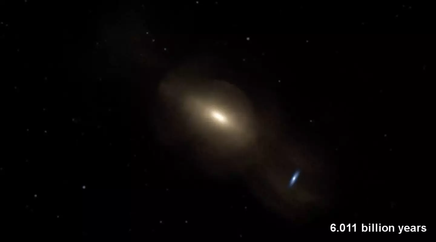The result will eventually be one huge elliptical galaxy.