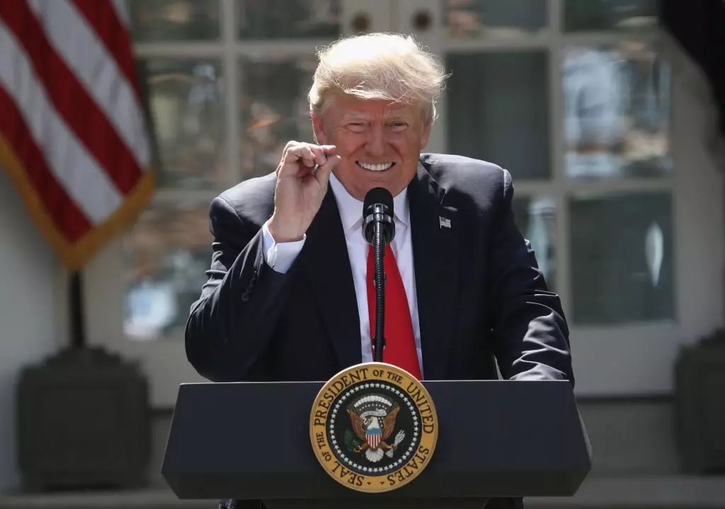 President Donald Trump pictured in 2017 announcing his decision to pull the US out of the Paris Agreement (Win McNamee/Getty Images)