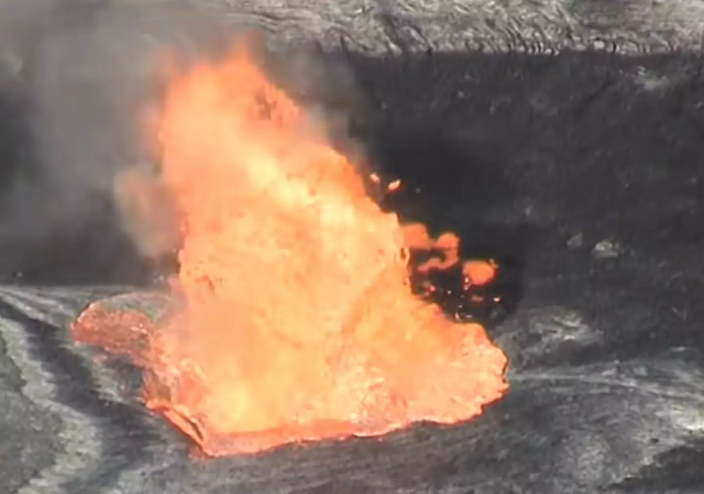 "The hole is much bigger and lava is shooting out of it, let's hope it stops doing that."
