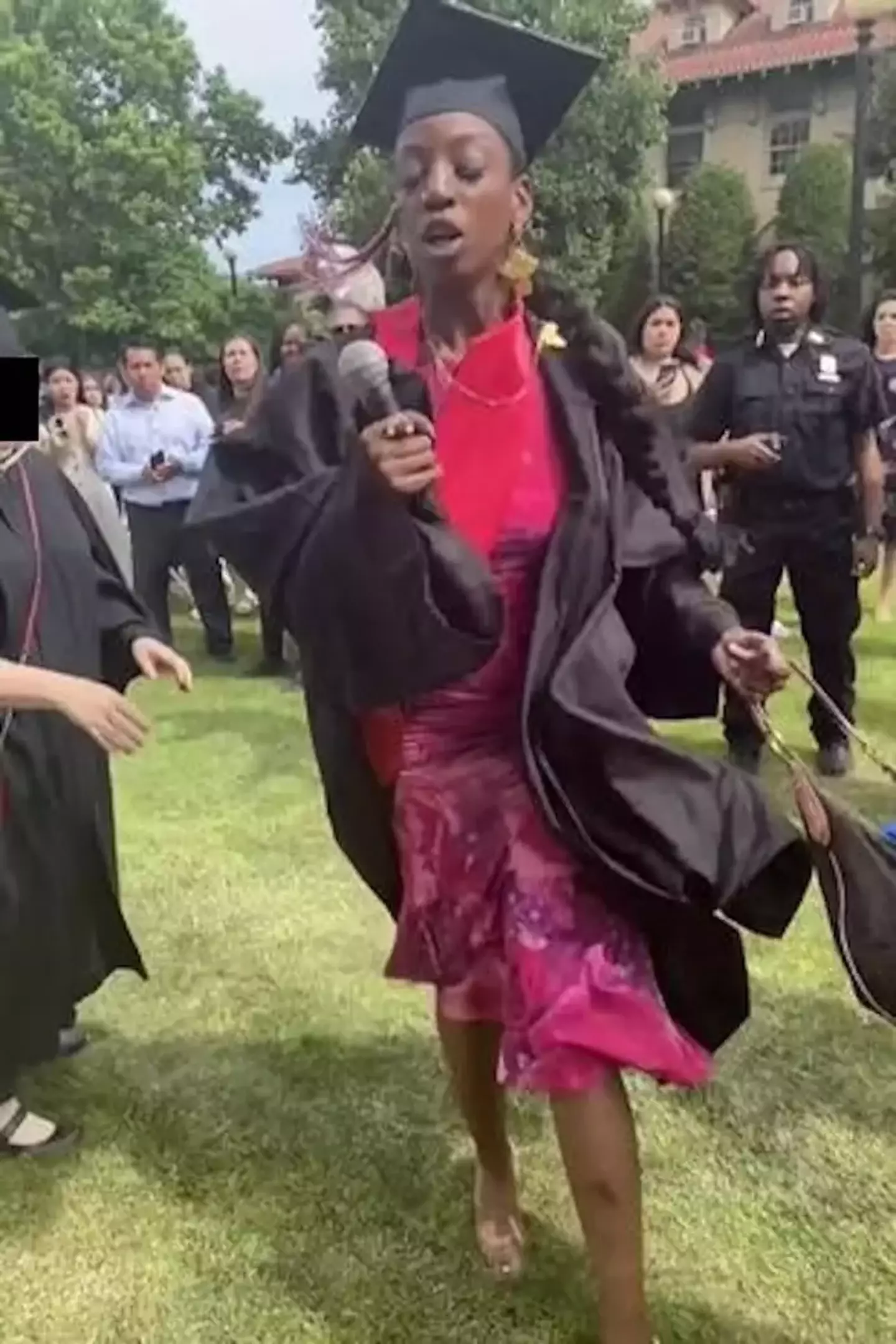 At her graduation she took the microphone and went viral for what she said.
