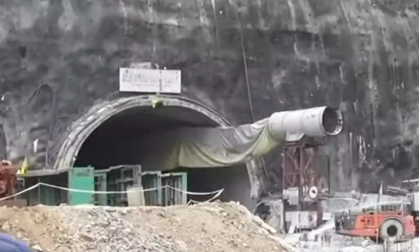 The tunnel collapsed while laborers were constructing it.