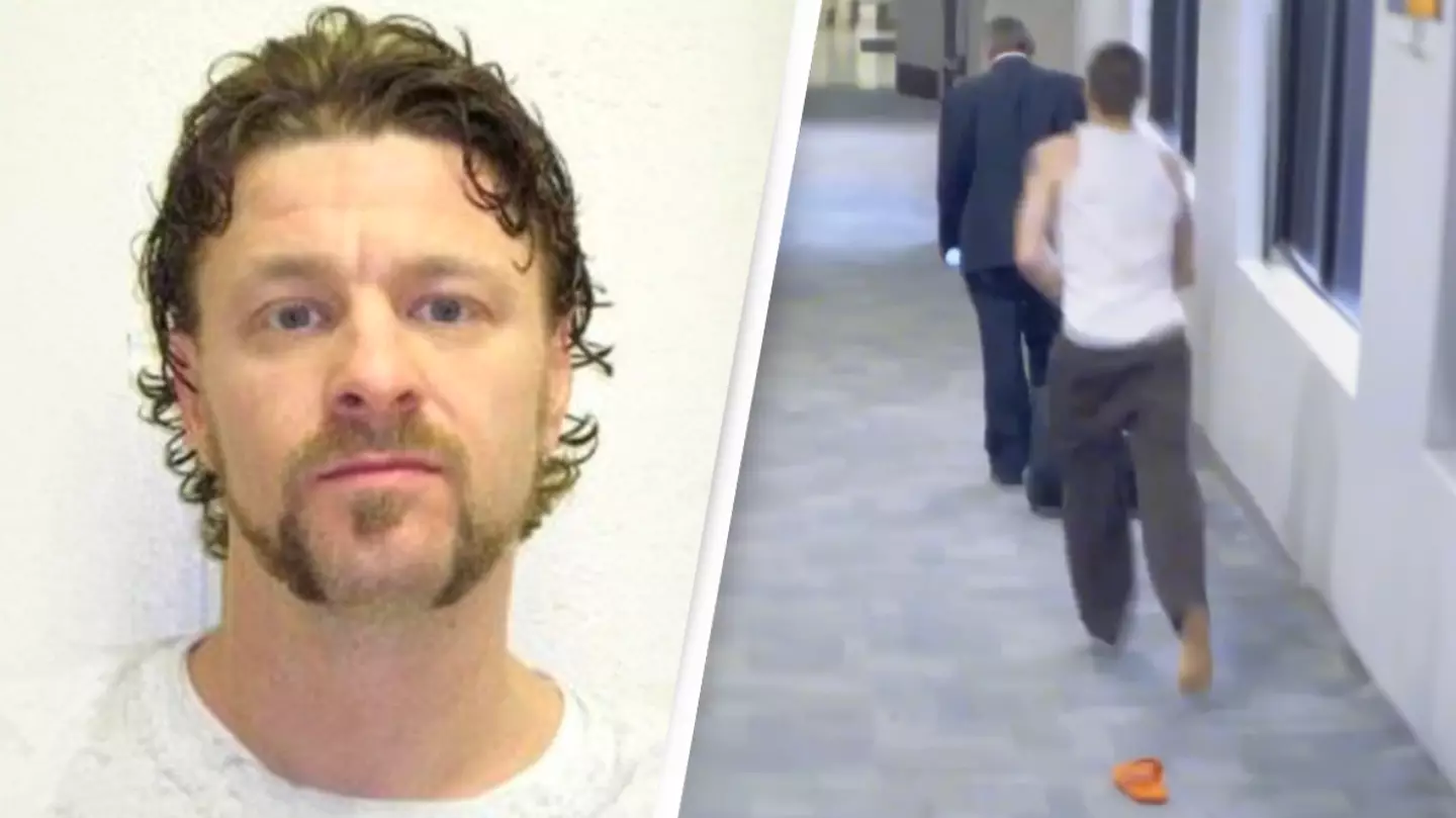 Shocking moment prisoner escapes from court without anyone noticing