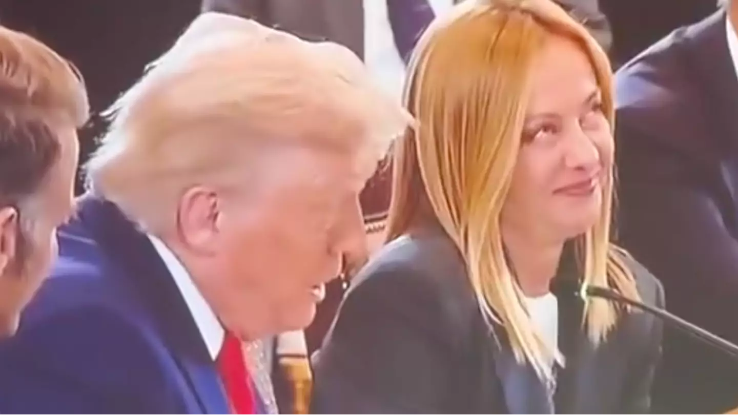 Prime Minister of Italy spotted 'rolling her eyes' after laughing at Trump's joke during meeting