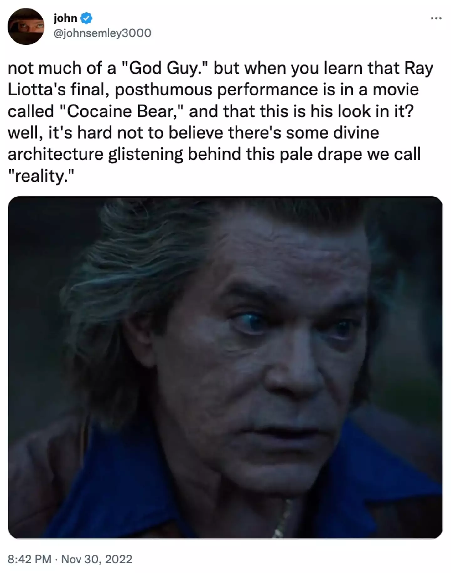 Fans are loving the fact that this is one of Ray Liotta's final performances.