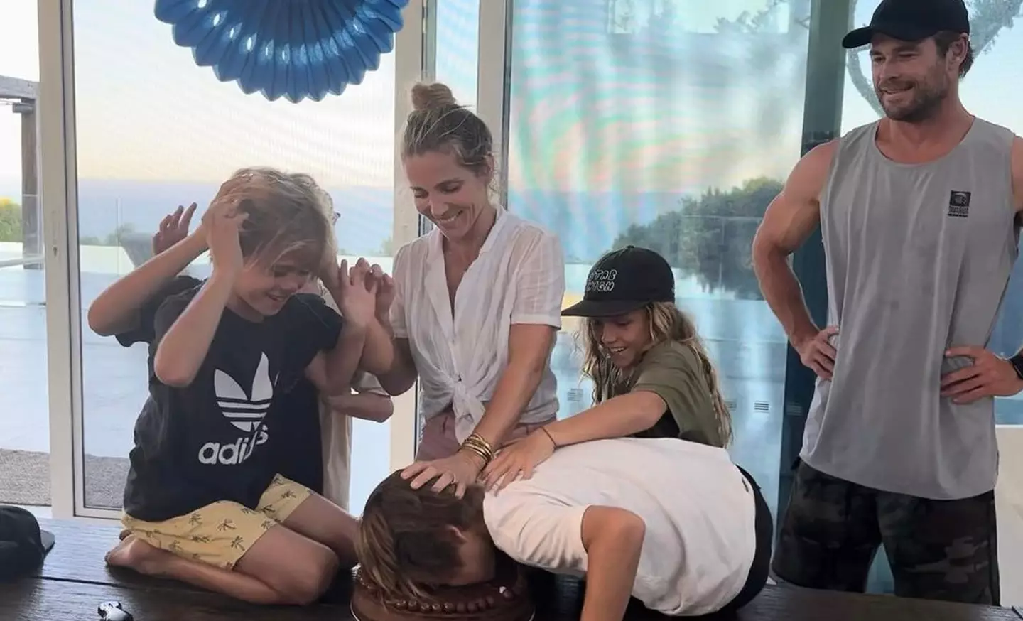 The actor isn't afraid to poke fun at his kids.