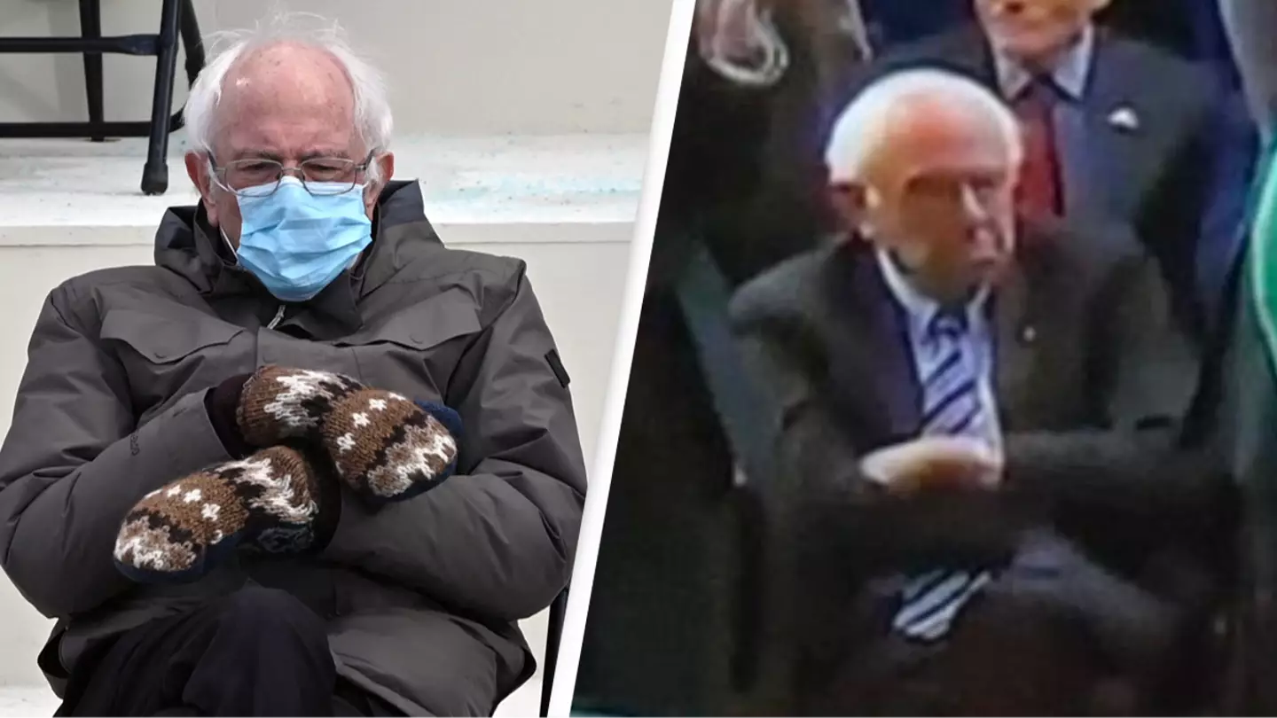 People can't stop pointing out Bernie Sanders as he sits in oddly similar position as he did in 2021 at Biden's inauguration