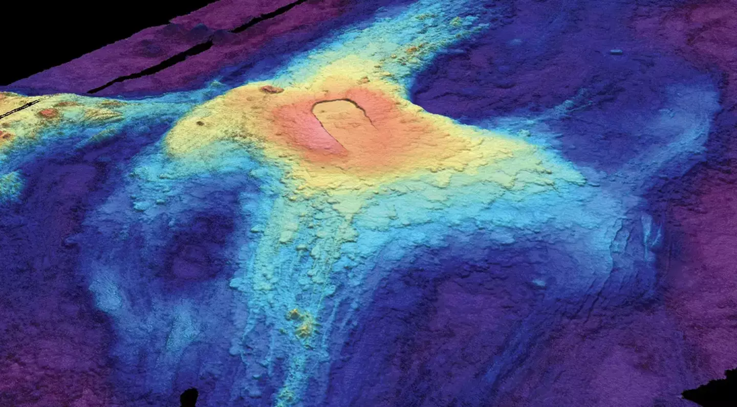 A 3-D bathymetric seafloor map of Axial Seamount in July 2014 (Susan Merle/Oregon State University)