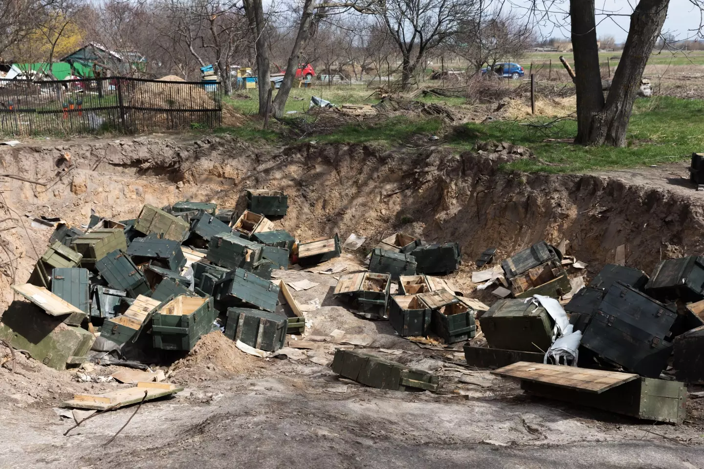 Military kit discarded by retreating Russian forces.