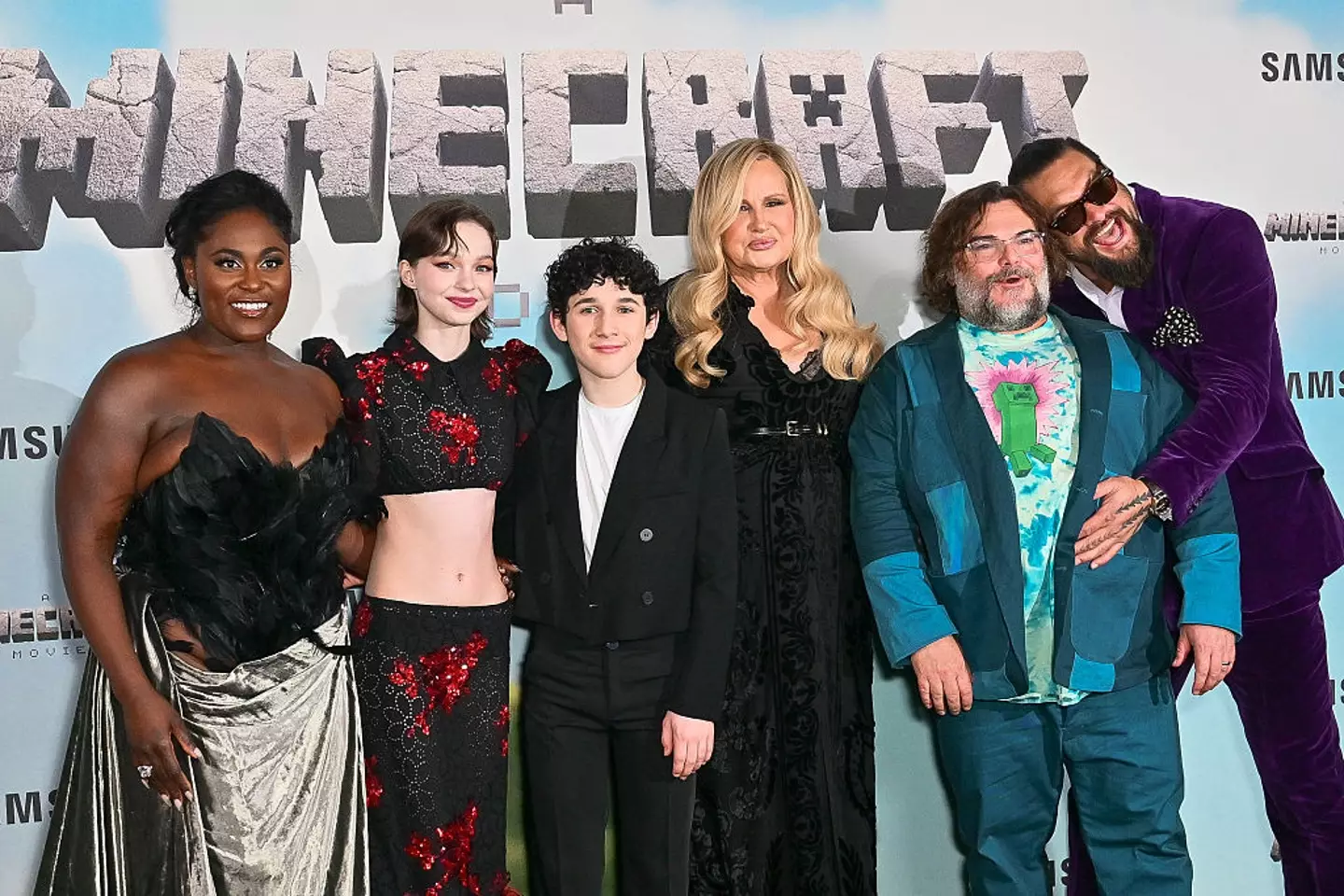A Minecraft Movie cast seen at the world premiere in London (Jed Cullen/Dave Benett/WireImage)