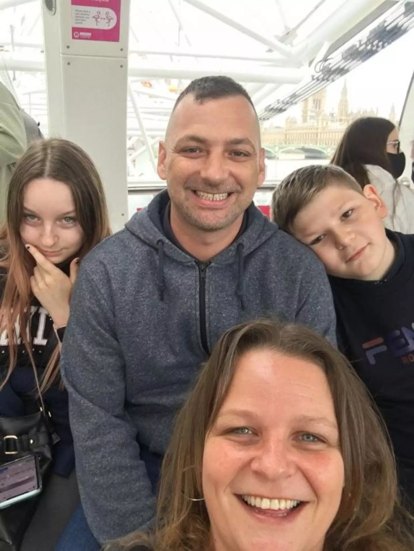 Gareth Bayley and his family before his stroke (SWNS)