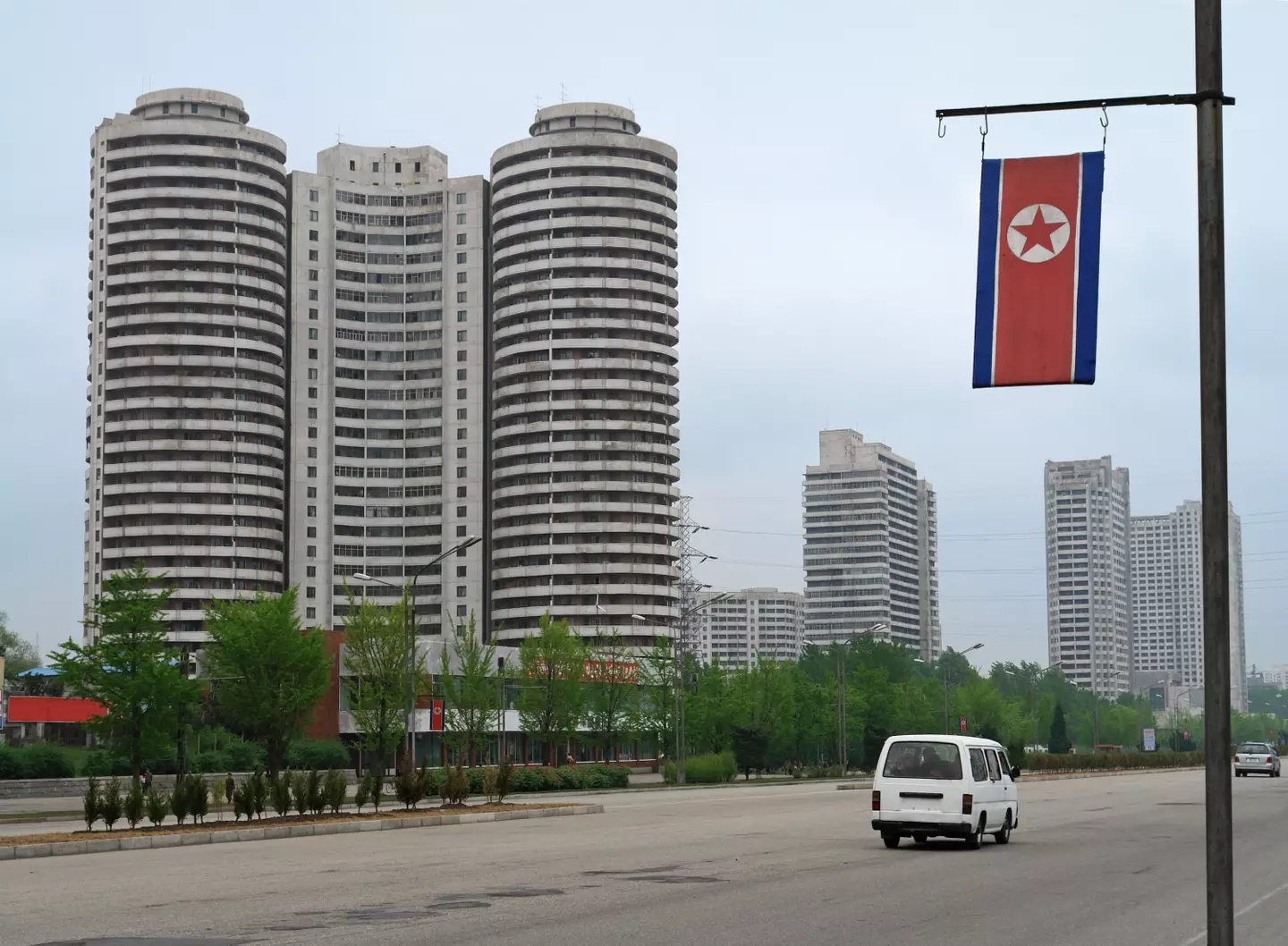 An almost completely empty street in the capital city of Pyongyang, North Korea (Getty Stock Image)