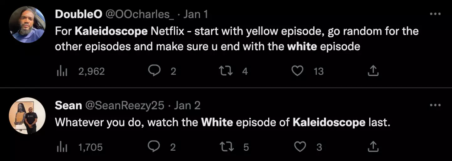 Fans of the show are recommending viewers stick to Netflix's suggestion to leave 'White' until last.