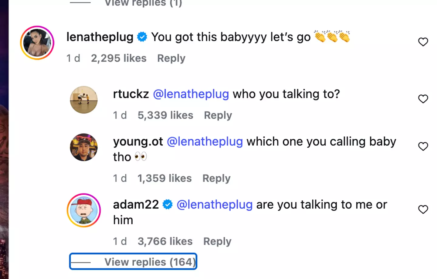 Adam was further mocked after his wife appeared to show him support (brandriskpromotions/Instagram)