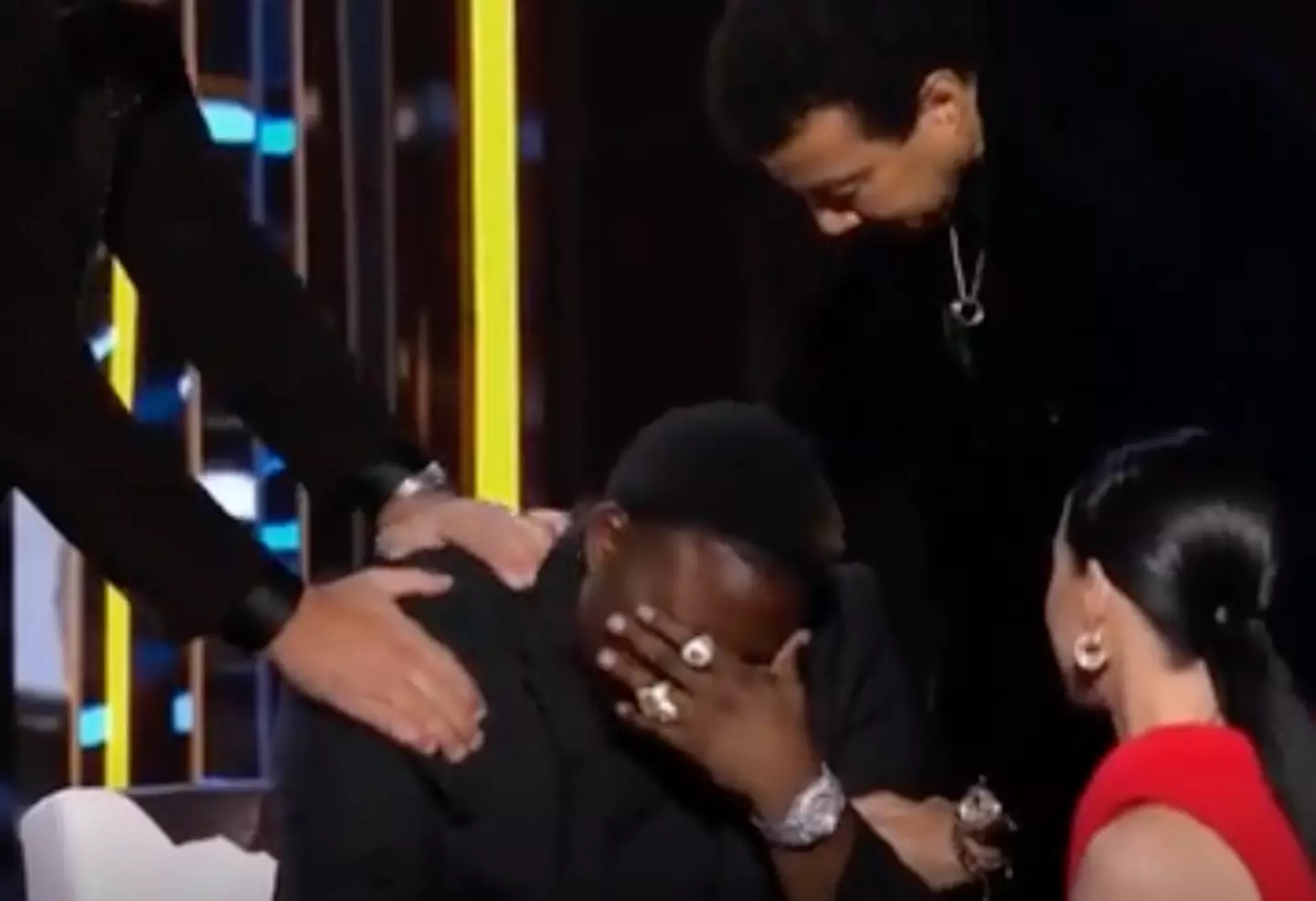 The contestant broke down in tears after the news was announced.