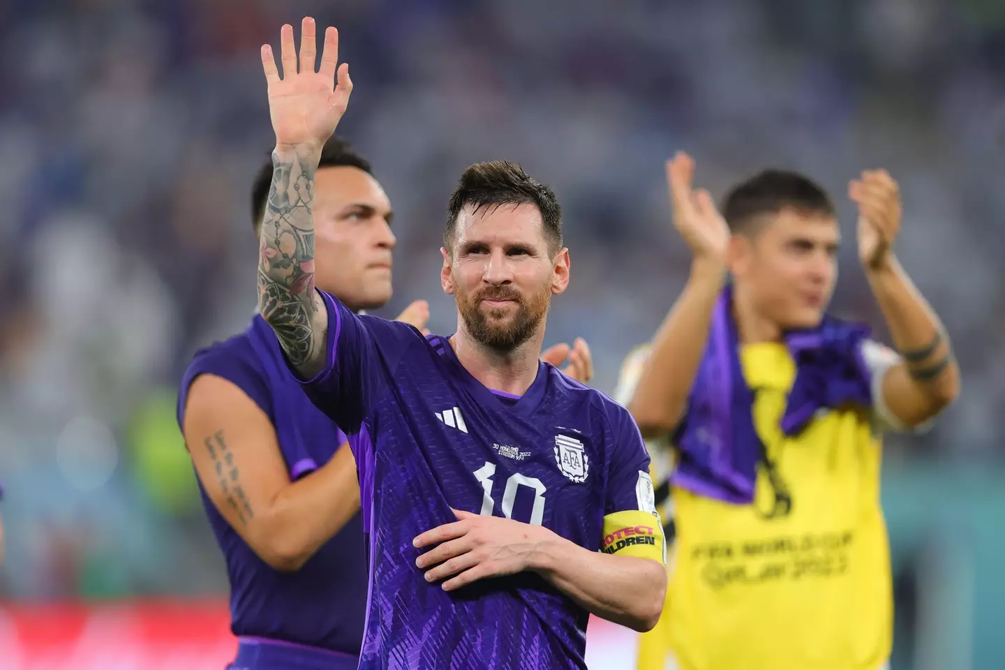 Messi during the match between Argentina and Poland.