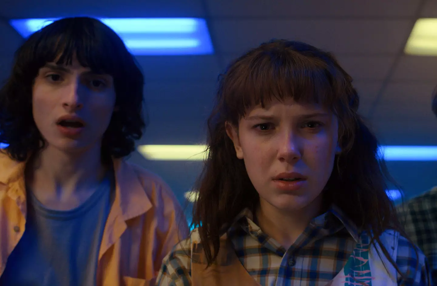 Millie on set with Finn.