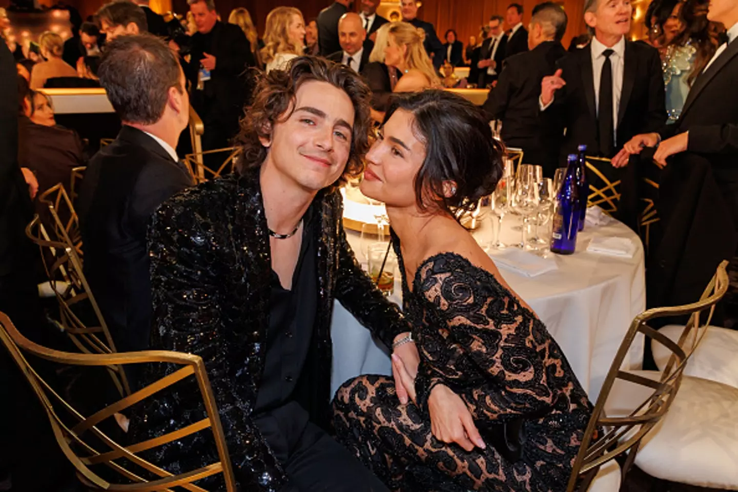 Timothée Chalamet and Kylie Jenner sat next to one another at the 2024 Golden Globes.