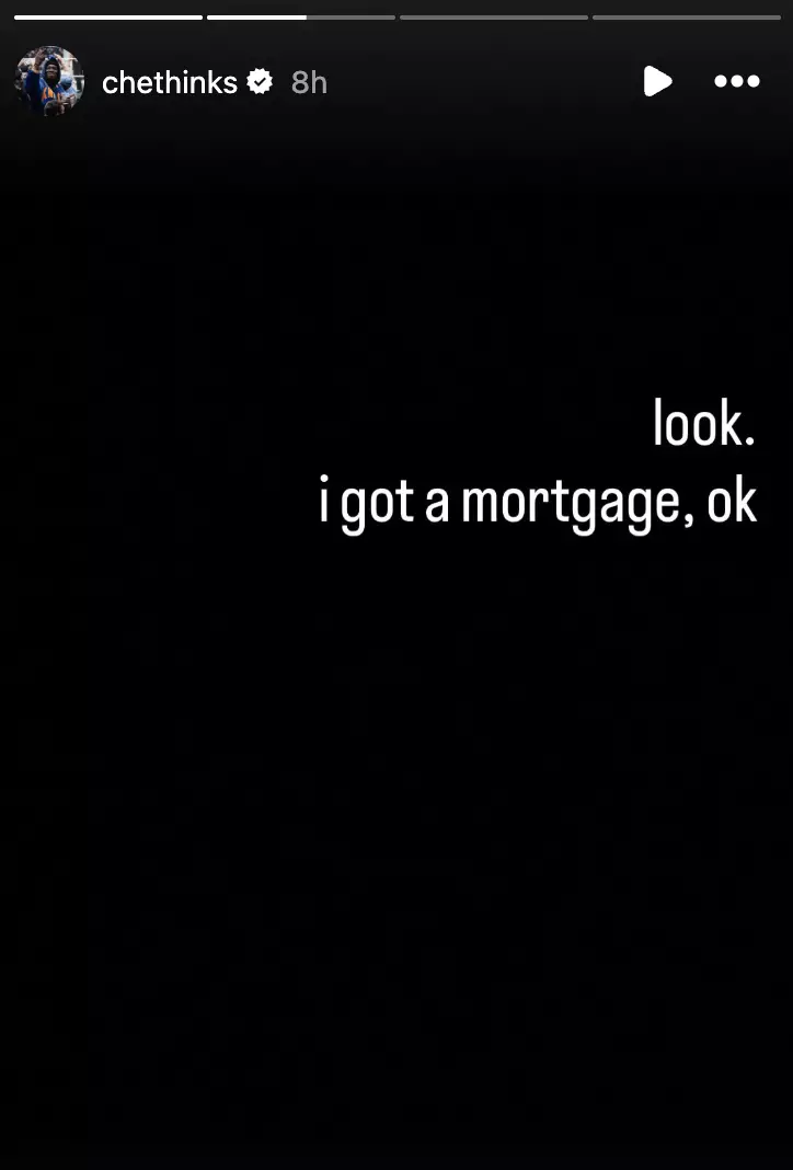 Che took to his Instagram stories (Instagram/@chethinks)