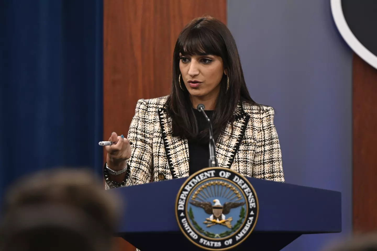 Sabrina Singh said there's no evidence that the drones are from a a foreign entity (Celal Gunes/Anadolu via Getty Images)