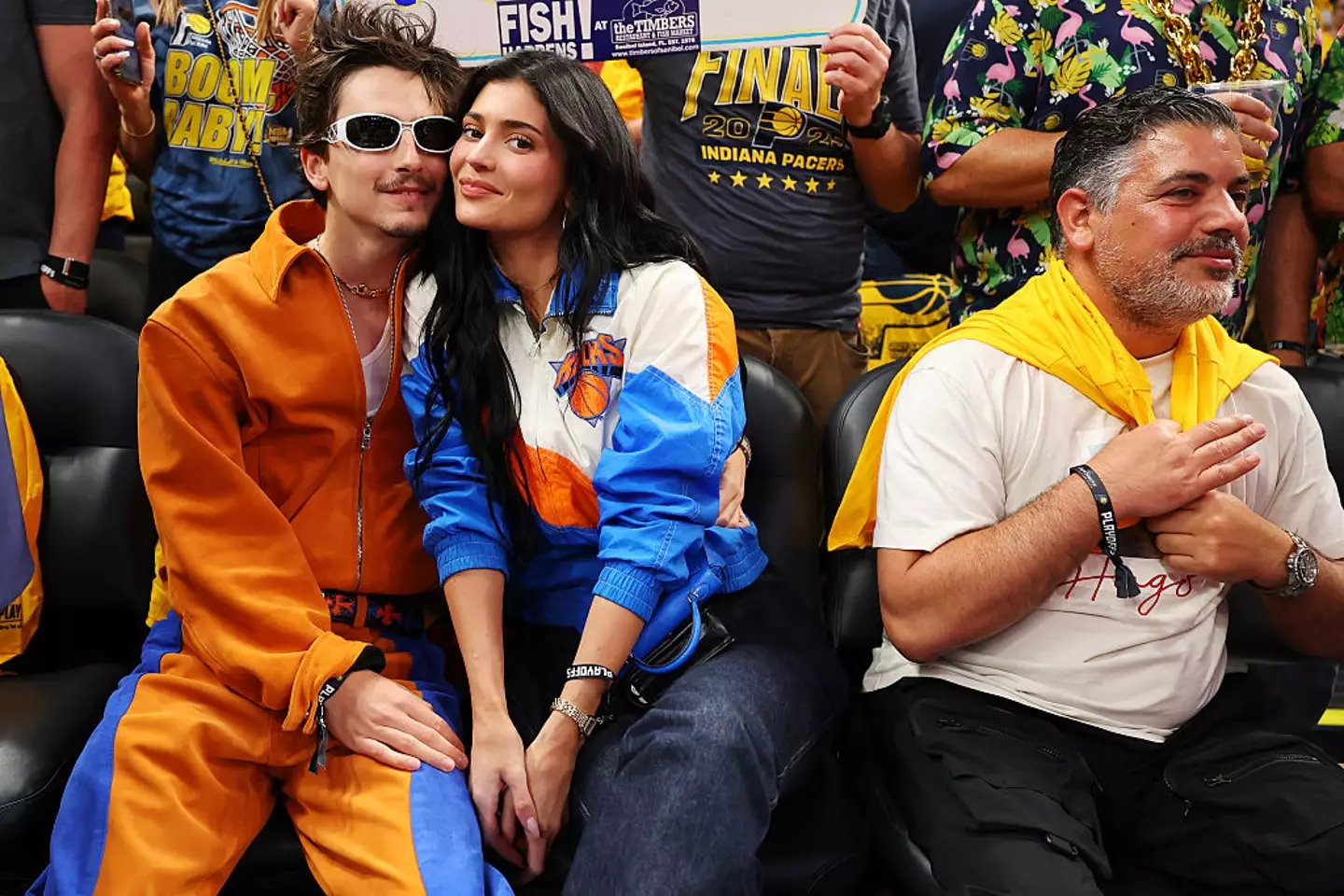 Timothee Chalamet and Kylie Jenner attend Game Six of the Eastern Conference Finals of the 2025 NBA Playoffs between the New York Knicks and the Indiana Pacers, with the latter coming out on top (Gregory Shamus/Getty Images)