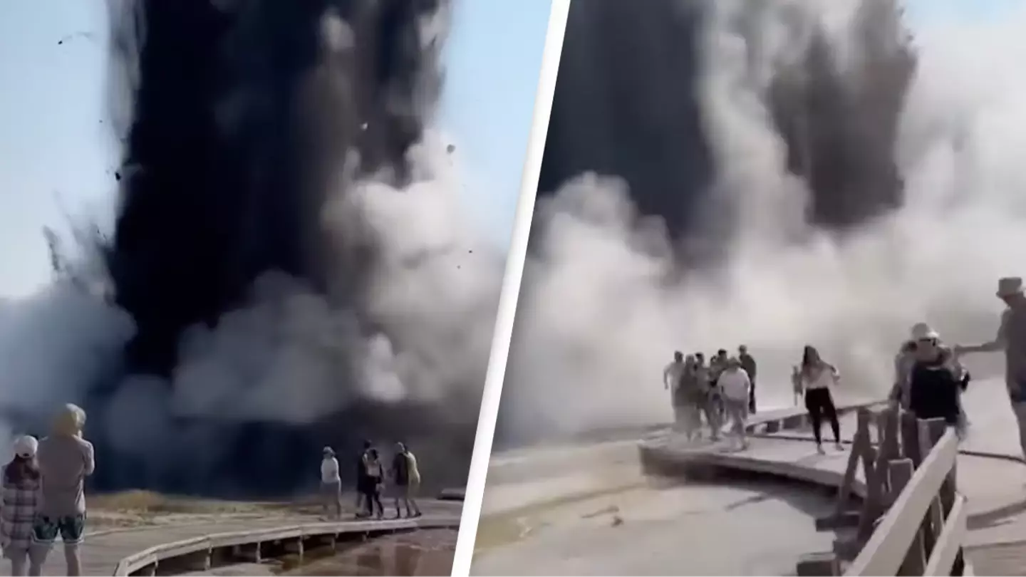Tourists sent running for their lives as hot spring explodes at Yellowstone