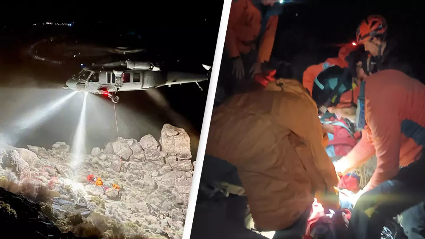 Hiker trapped under five-ton boulder for seven hours rescued from cliffside