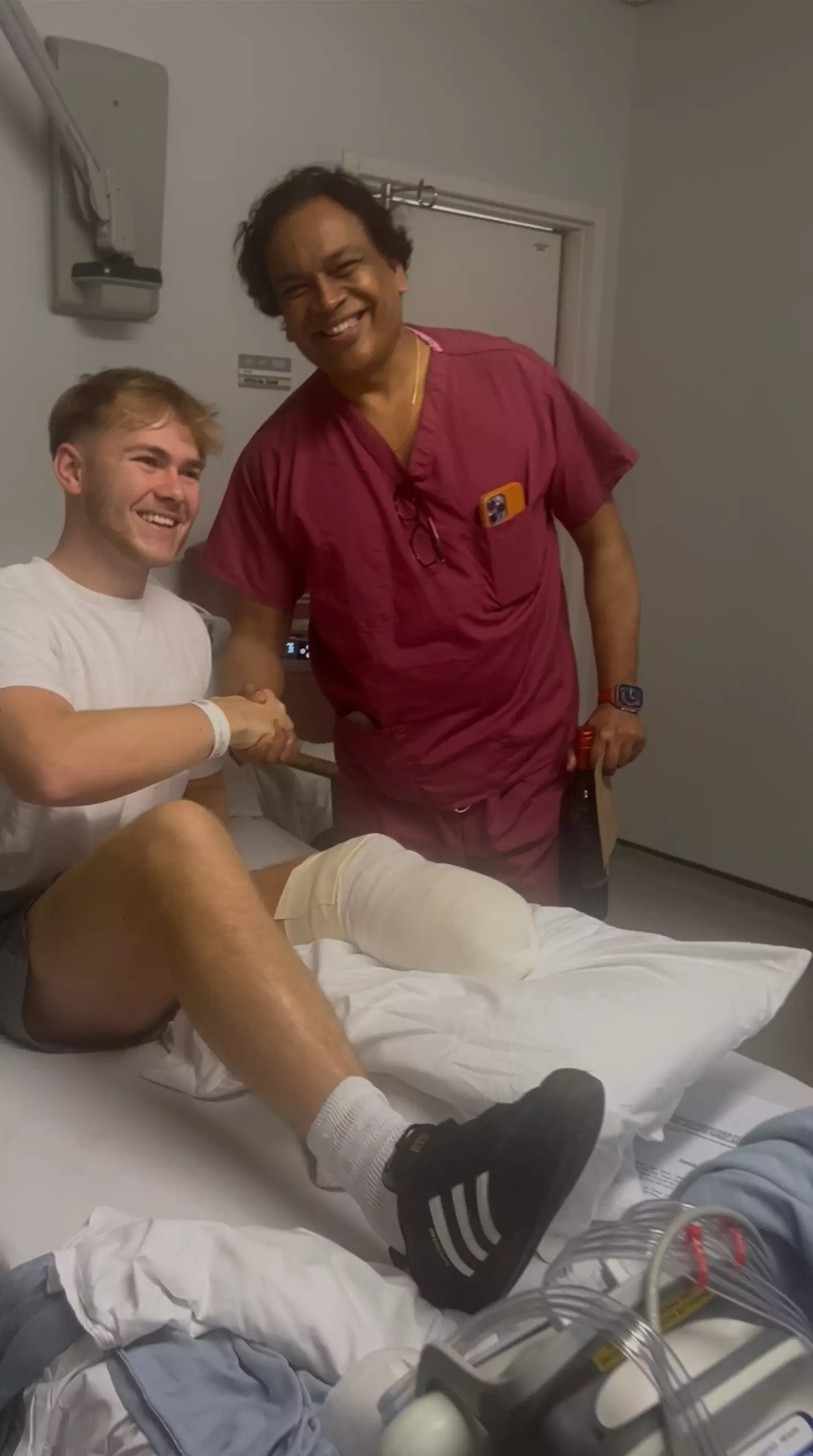 Tommy, pictured alongside his surgeon, explained how he felt instant relief after the operation (Tommy Hurrell)