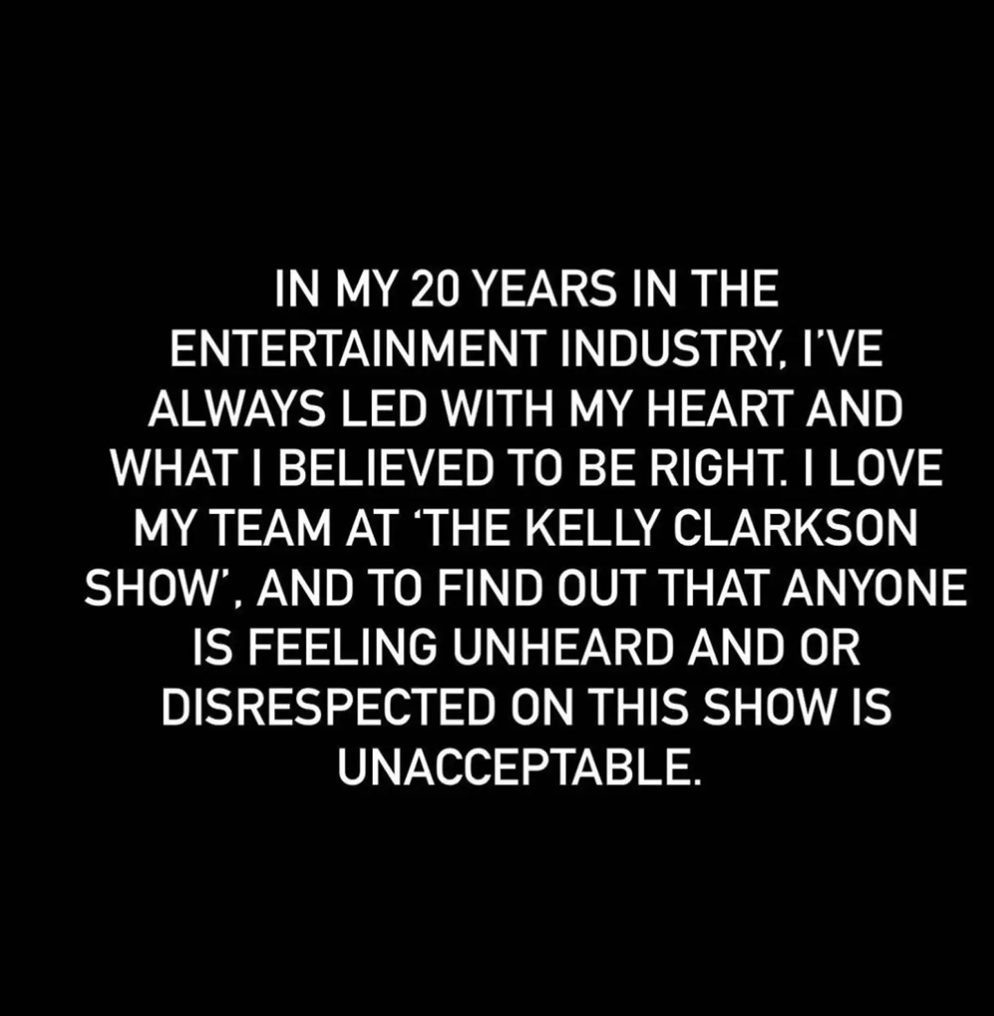 Clarkson said she 'loves' her team at the show.