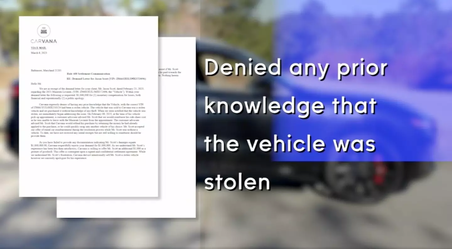 Carvana said that they didn't know it was stolen.