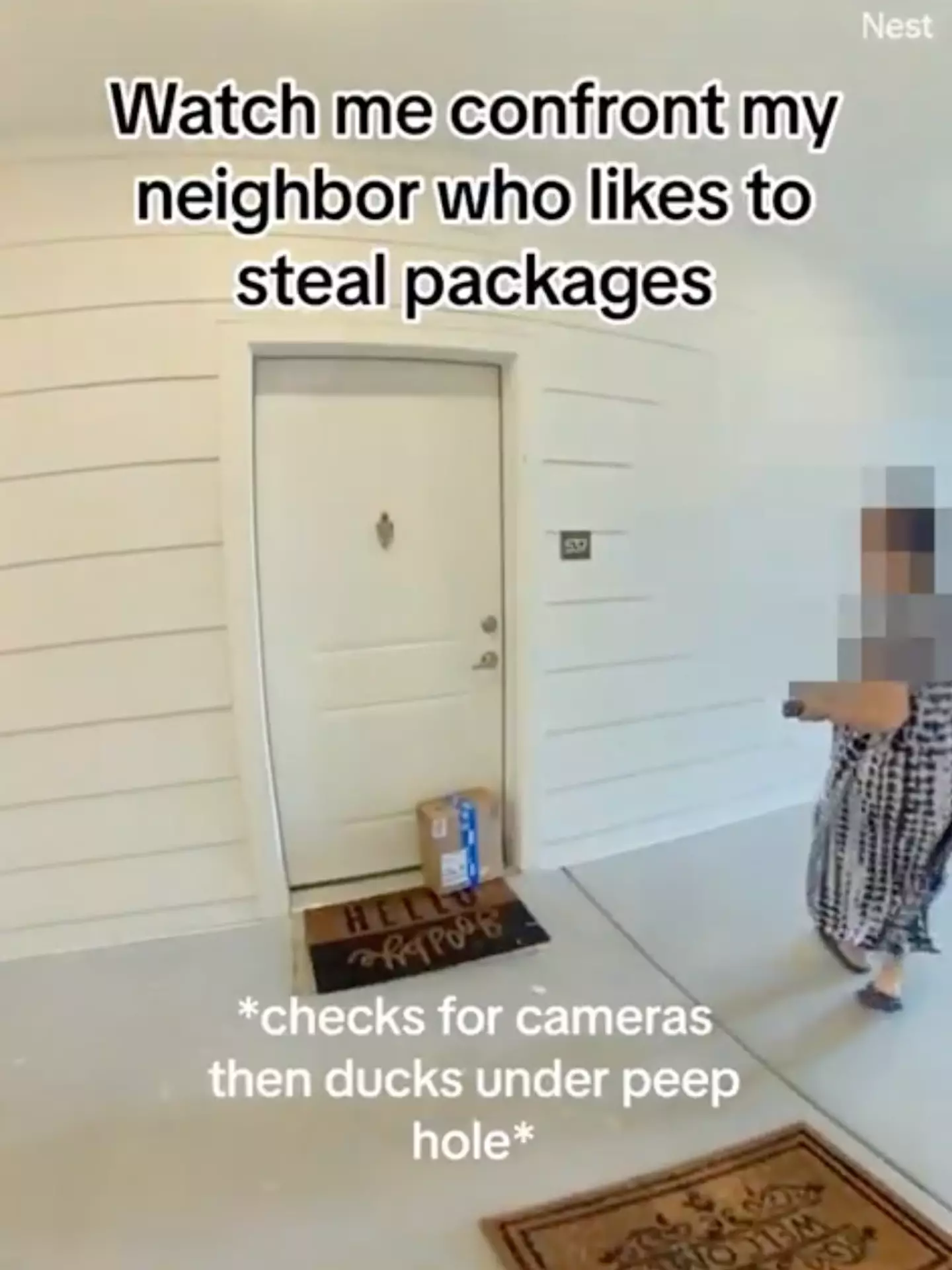 The TikToker's neighbor's doorbell camera captured the footage.
