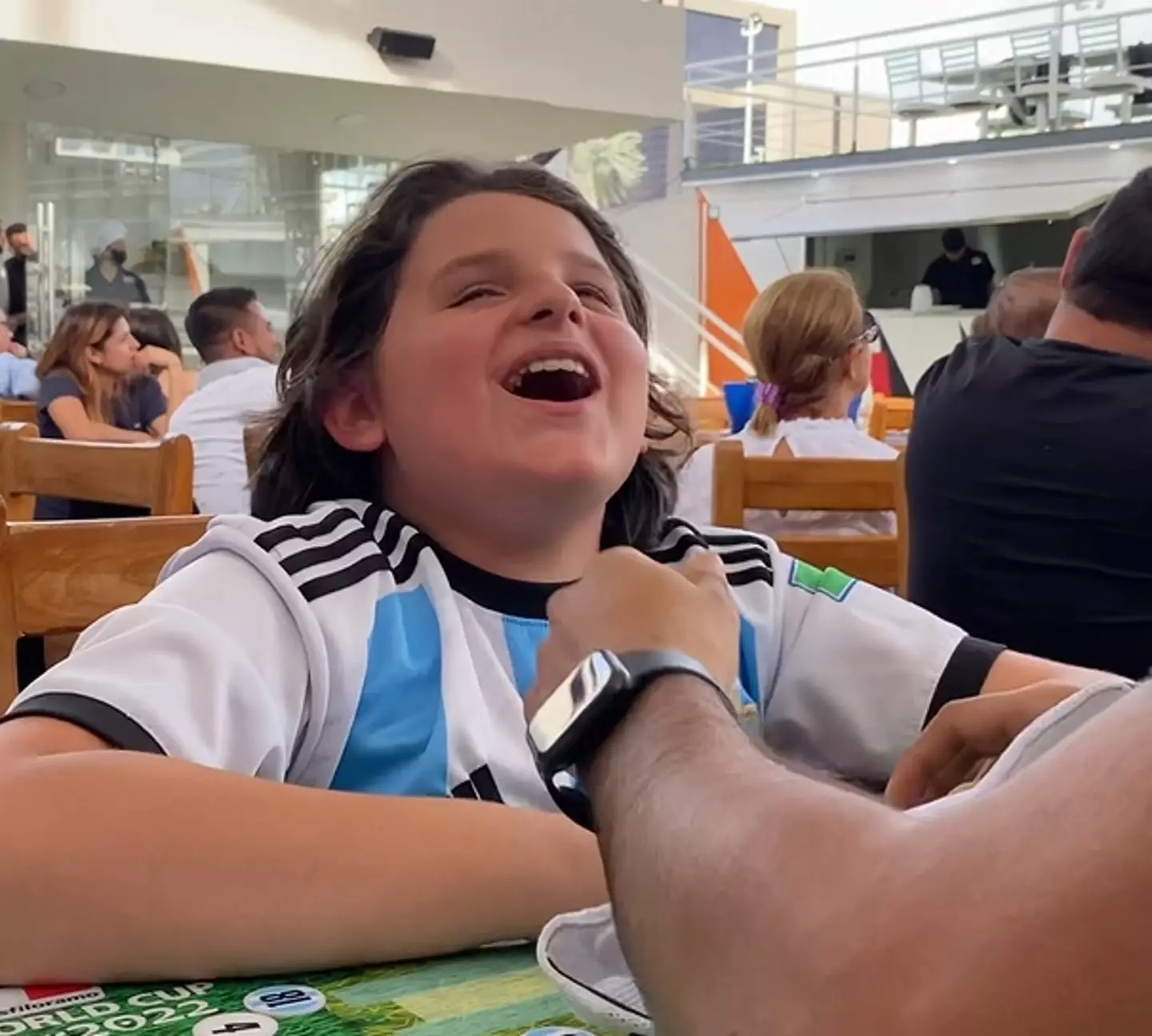 12-year-old Sebastian follows all of Messi's game and was overjoyed to hear that his hero had scored.