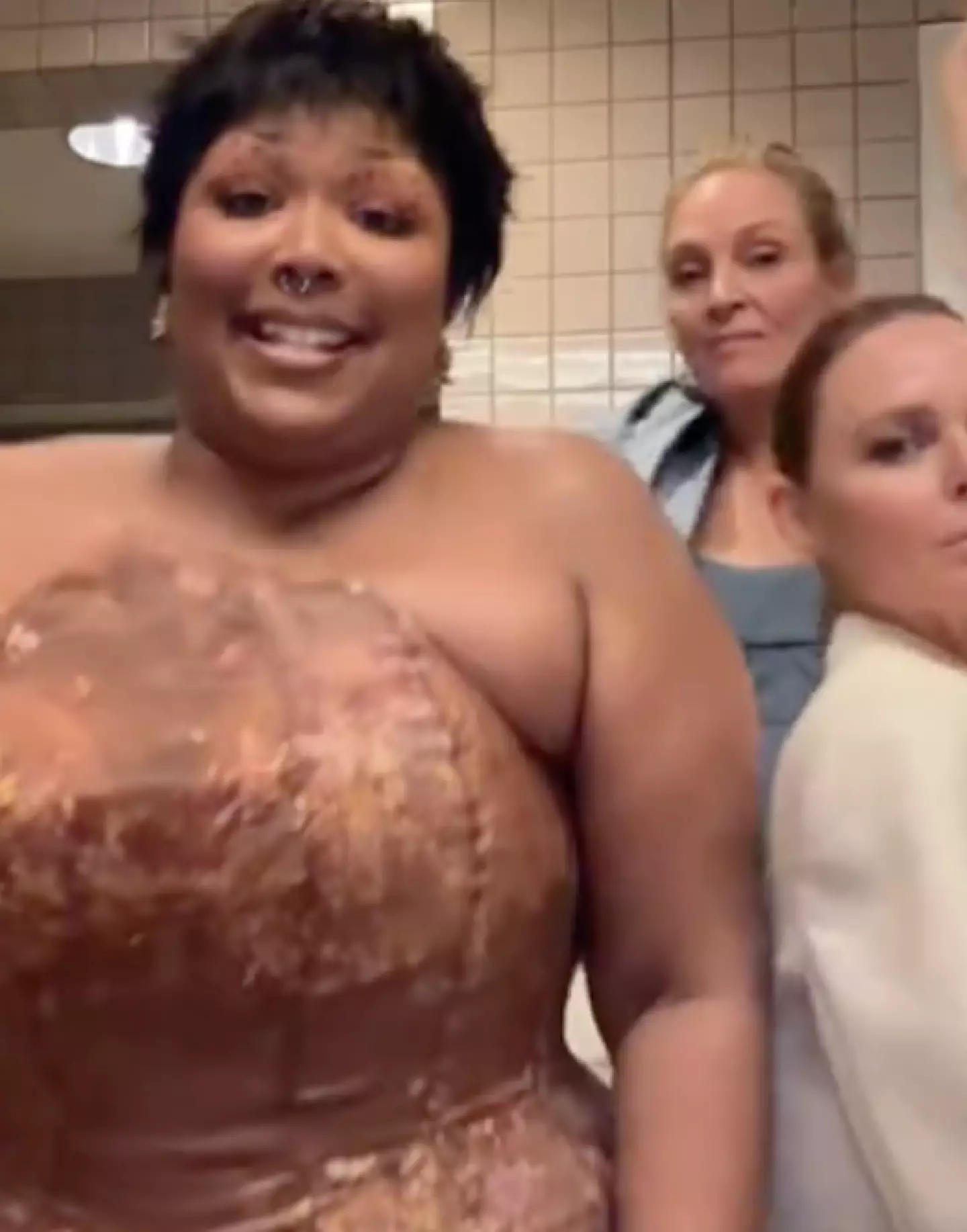 Lizzo shared a TikTok from the Met Gala bathroom. (TikTok/@lizzo)