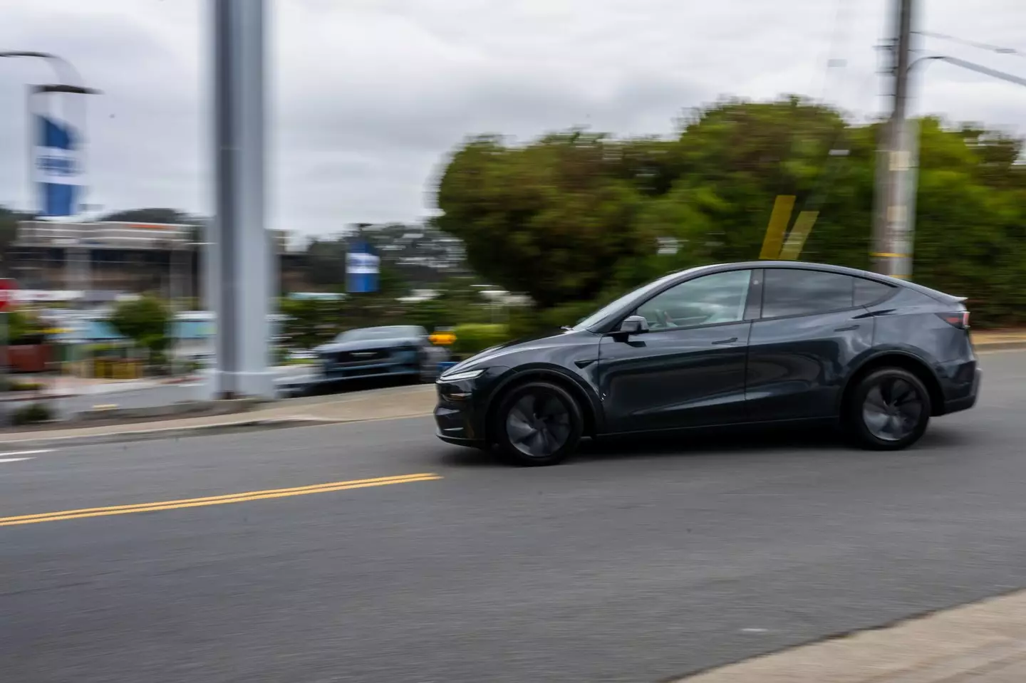 The family's lawsuit claims the Model Y car was 'defective' (David Paul Morris/Bloomberg via Getty Images)