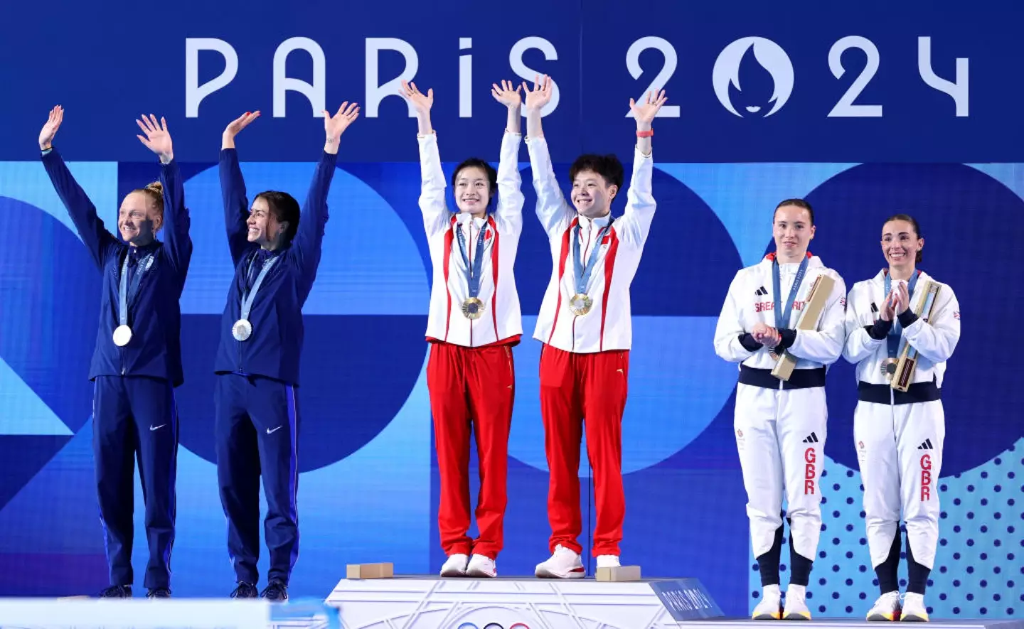 Team USA, Team GB and China came up on top for the women's  synchronized 3m springboard finals. (Sarah Stier/Getty Images)