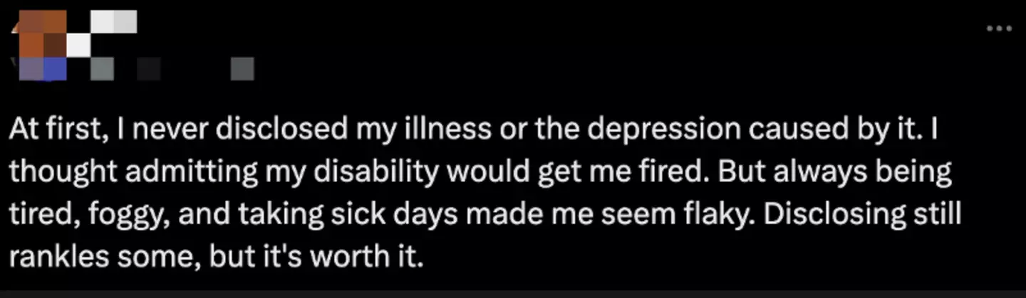 Admitting to depression on form (X)