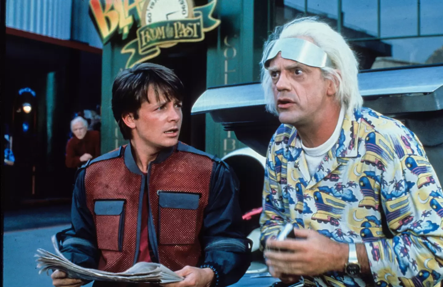 Michael J Fox and Christopher Lloyd in Back to the Future II.