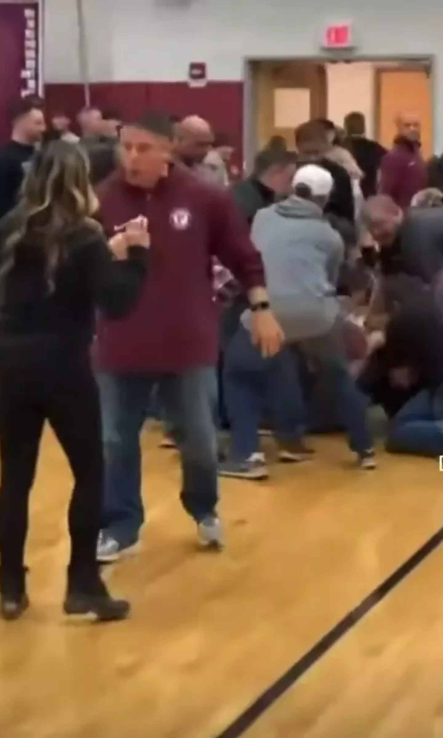 A group of parents were kicking off during the fight.