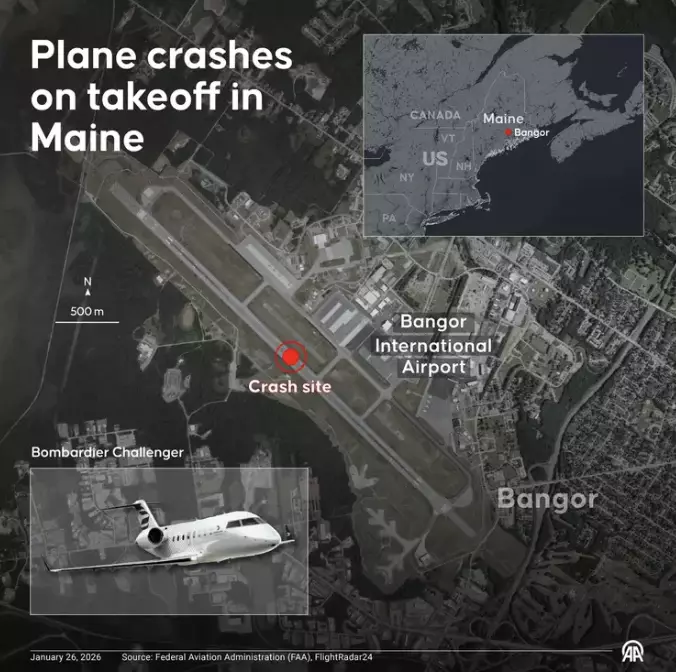 A map showing the location of the crash at the airport (Mehmet Yaren Bozgun/Anadolu via Getty Images)