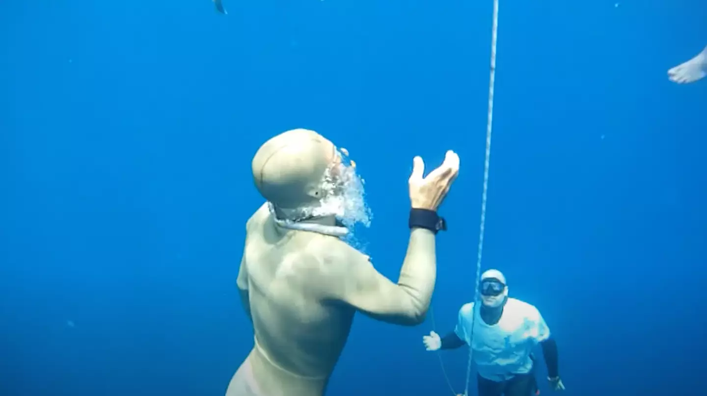 Mevoli completing a record-breaking dive in 2013.